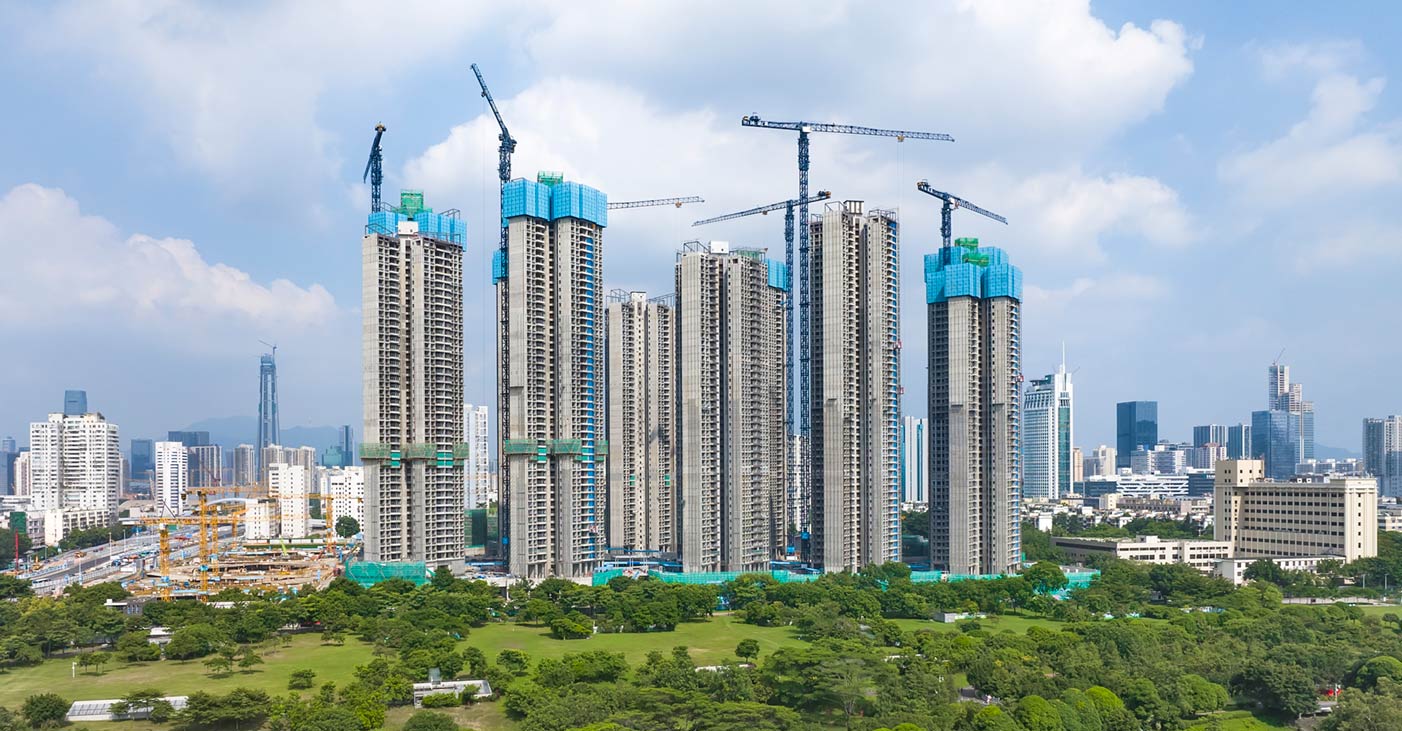 A construction site in a Chinese city.