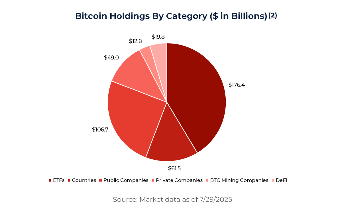 Chart showing Bitcoin Holdings By Category ($ in Billions)(